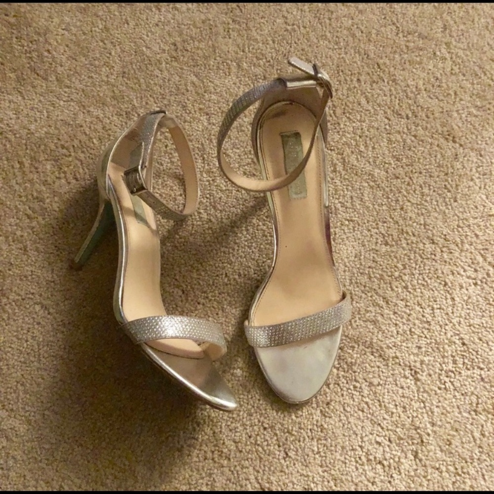 Silver strappy heels